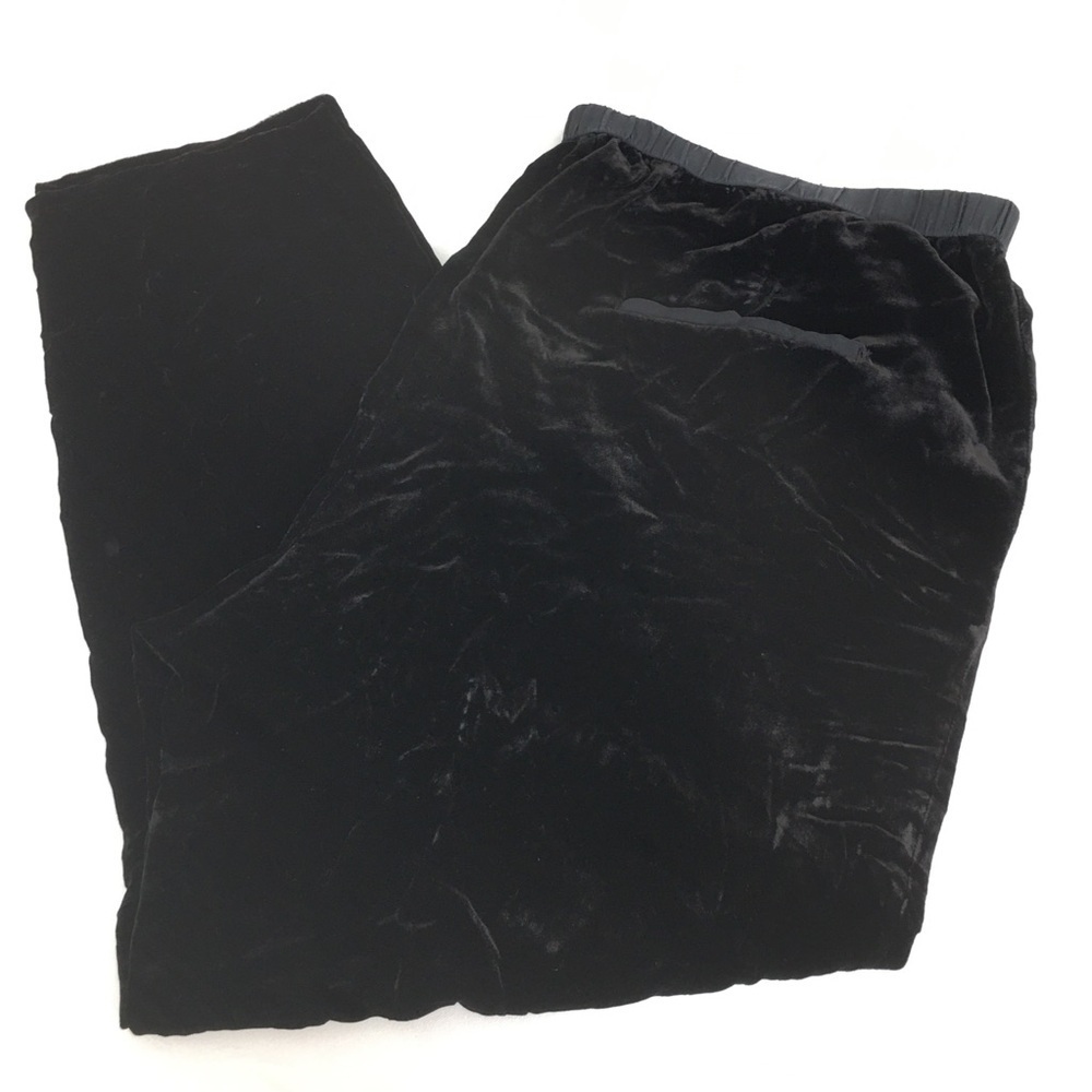 Eileen Fisher Women’s Pull On Velvet Pants Black Sz 1X Pockets